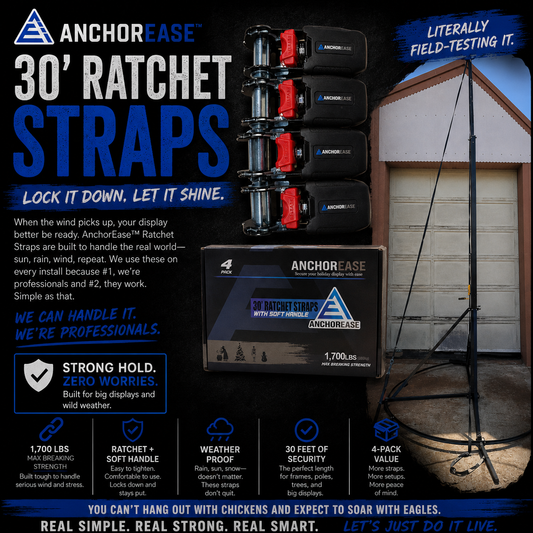 💪 AnchorEase™ 30' Ratchet Straps – Heavy-Duty Outdoor Display Protection 🚚